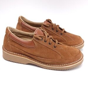 Turf Shoe Vintage Brown Suede Leather Platform Oxfords Made in Spain Womens 7.5